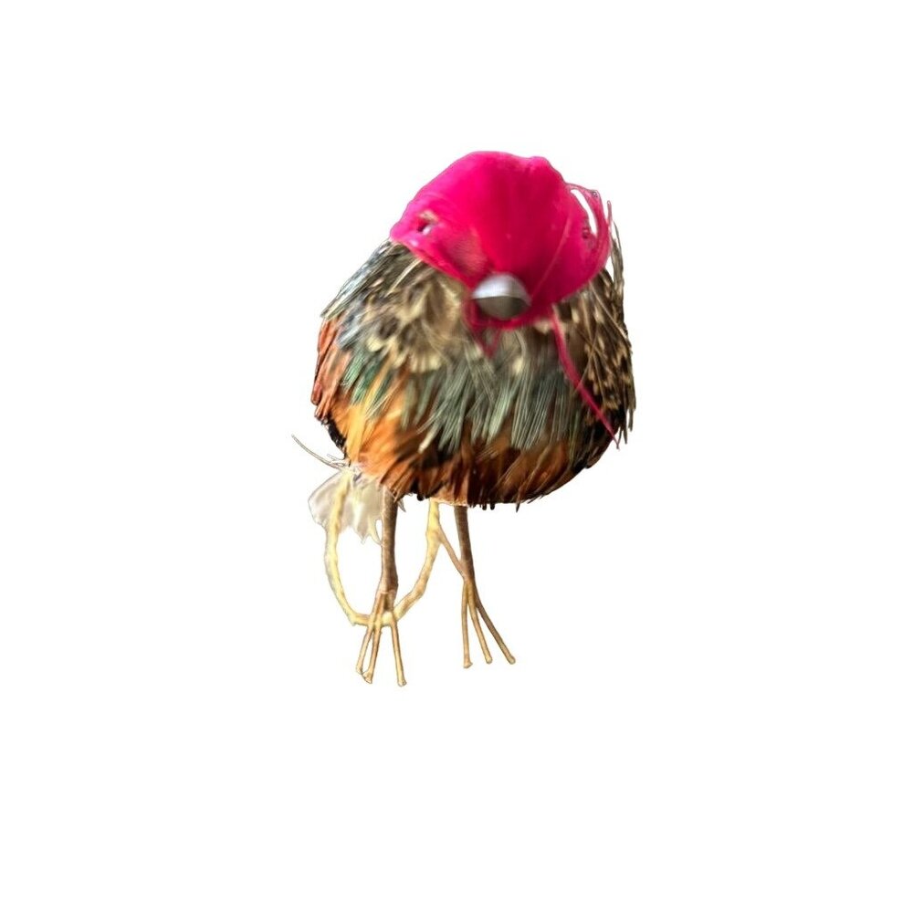 Handcrafted Standing Realistic Feather Bird Ornament With Vibrant Colors
